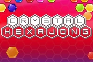 Chữ CRYSTAL HEXAJONG trên nền họa tiết lục giác với các ô màu sắc rực rỡ