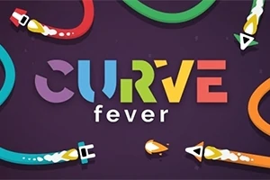 Các đường cong nhiều màu sắc với tên CURVE fever trên nền tím