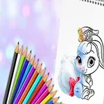 Một cuốn sổ phác thảo với hình vẽ một con thỏ dễ thương đội vương miện, bên cạnh là bộ bút chì màu sắc sặc sỡ trên nền sáng