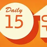 Bảng màu cam với chữ Daily 15 trong hình tròn và chữ UP trong mũi tên hướng lên