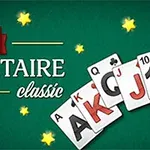 Chữ daily solitaire classic trên nền xanh với các lá bài và ngôi sao màu vàng xung quanh