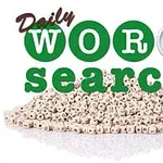 Hình ảnh có một đống khối nhỏ có chữ cái, từ Daily WORD search và một kính lúp bên cạnh