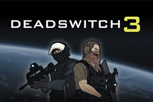Deadswitch 3 Hai nhân vật đứng quay lưng vào nhau, cầm súng, với tựa đề Deadswitch 3 hiển thị phía trên, nền là hình ảnh Trái Đất từ không gian