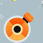 Một khẩu súng bắn ra đạn hình ngôi sao trên nền xám với các khối vuông màu vàng và xám