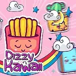 Hình ảnh minh họa với khoai tây chiên kawaii và các vật phẩm dễ thương khác trên nền hồng