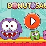 Hình ảnh có một sinh vật màu tím với hai mắt to, một nút bấm phát video màu cam và nhiều khối hình vuông có mặt cười đa dạng màu sắc
