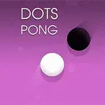 Hai chấm tròn, một trắng và một đen, trên nền màu tím với dòng chữ Dots Pong ở góc trên trái