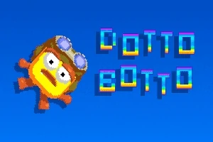 Nhân vật hoạt hình màu vàng đội mũ phi công bên cạnh dòng chữ “Botto Botto” trên nền xanh dương