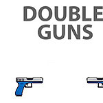 Hai khẩu súng xanh với chữ DOUBLE GUNS phía trên