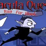 Nhân vật ma cà rồng đang chạy trong bối cảnh làng quê ban đêm, với chữ Dracula Quest: Run for Blood ở phía trên