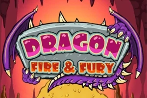 Hình ảnh một tấm bia đá mang dòng chữ Dragon Fire & Fury, được trang trí với các vây rồng màu tím và móng vuốt sắc nhọn trên nền đỏ rực