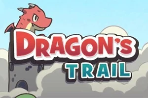 Con rồng đỏ đứng trên tòa tháp với dòng chữ Dragons Trail nổi bật trên nền trời xanh và mây trắng