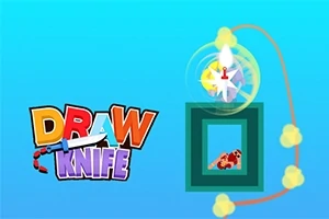 Logo với chữ DRAW KNIFE ở bên trái, nền xanh, bên phải là một lưỡi dao và mục tiêu trong khung hình màu xanh lá cây