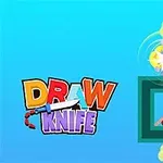 Logo với chữ DRAW KNIFE ở bên trái, nền xanh, bên phải là một lưỡi dao và mục tiêu trong khung hình màu xanh lá cây
