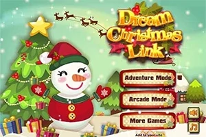 Người tuyết mặc đồ Giáng Sinh đứng trước cây thông Noel với quà xung quanh và ông già Noel cưỡi tuần lộc trên bầu trời
