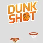 Chữ DUNK SHOT màu cam với hình quả bóng rổ ở giữa và hai rổ bóng bên dưới