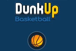 Chữ Dunk Up Basketball với hình ảnh quả bóng rổ trên nền màu xanh đậm