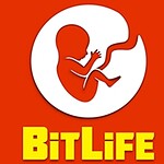 Logo có hình ảnh thai nhi màu đỏ bên trong biểu tượng tròn trắng trên nền màu cam, với chữ BitLife màu vàng phía dưới