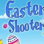 Dòng chữ lớn Easter Shooter trên nền bầu trời xanh với trứng Phục sinh nhiều màu sắc xung quanh