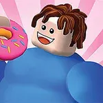 Nhân vật hoạt hình cầm bánh donut hồng với hạt rắc màu, trên nền tia sáng màu hồng