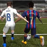 Hai cầu thủ bóng đá tranh bóng trên sân với khán đài đầy khán giả phía sau