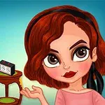 Hình ảnh hai nhân vật hoạt hình nữ với mái tóc nâu đỏ, một người đứng bên cạnh một chiếc bàn nhỏ có đồ vật trên đó