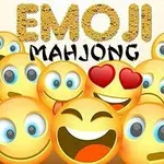 Các biểu tượng cảm xúc đang cười và biểu cảm được xếp chồng lên nhau với từ EMOJI và MAHJONG ở phía trên