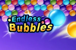 Hình ảnh gồm nhiều quả bóng đủ màu sắc với dòng chữ Endless Bubbles trên nền màu tím