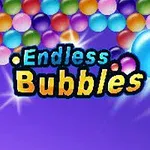 Hình ảnh gồm nhiều quả bóng đủ màu sắc với dòng chữ Endless Bubbles trên nền màu tím