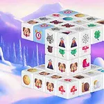 Hình ảnh hiển thị một cấu trúc xếp hình khối với các biểu tượng khác nhau trên mỗi mặt, nằm trên nền cảnh tuyết và núi