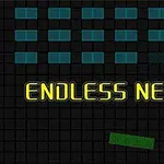 Các khối màu xanh dương, chữ ENDLESS NEON màu vàng, và các hình chữ nhật, hình thoi màu sắc đa dạng trên nền đen