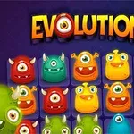 Các sinh vật hoạt hình nhiều màu sắc với mắt to và sừng nhỏ trên nền chữ EVOLUTION lớn phía trên