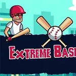 Hai nhân vật hoạt hình đang đứng đối diện với trang bị bóng chày, với chữ Extreme Baseball xuất hiện phía trước