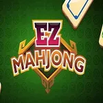 Nền màu xanh lá cây với tiêu đề EZ Mahjong ở giữa, bao quanh bởi các quân bài mạt chược có ký hiệu khác nhau