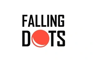 Chữ Falling Dots với một chấm tròn màu đỏ bên dưới chữ O