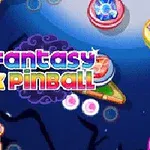 Hình ảnh hiển thị logo Fantasy Pinball với thiết kế rực rỡ, đầy màu sắc, nằm trên nền một bàn chơi pinball với các chi tiết nổi bật như thanh điều khiển và đường ray