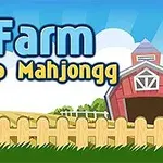 Nền nông trại với hàng rào, nhà kho đỏ và trời xanh có chữ Farm Flip Mahjongg