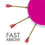 Ba mũi tên bay về phía một vòng tròn màu hồng, với chữ FAST ARROW ở góc dưới bên trái