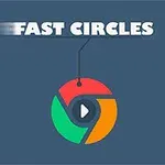 Chữ FAST CIRCLES nổi bật phía trên biểu tượng hình tròn với các màu đỏ, xanh lá, và vàng, có nút phát ở giữa