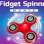 Hình ảnh một con quay fidget spinner màu đỏ nằm trên nền màu xanh dương tím với những quầng sáng xung quanh
