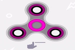 Con quay fidget spinner ba cánh màu xám và hồng với hình bàn tay chỉ hướng xoay