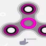 Con quay fidget spinner ba cánh màu xám và hồng với hình bàn tay chỉ hướng xoay