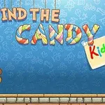 Hình ảnh có dòng chữ Find the Candy Kids trên phông nền màu xanh với hai chú gấu bông ở hai góc