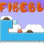 Hình ảnh hiển thị một sinh vật lửa nhỏ trên nền xanh với chữ FIREBLOB lớn ở phía trên