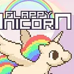 Kỳ lân có cánh với bờm và đuôi cầu vồng trước nền cầu vồng trong phong cách pixel art