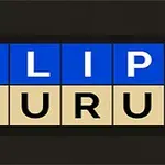 Chữ FLIP trên nền xanh và ZURU trên nền be, với bố cục dạng ô vuông