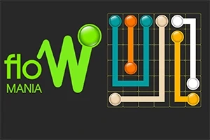 Hình ảnh hiển thị từ floW và MANIA với màu xanh lá cây cùng với lưới vuông có các đường màu xanh dương, cam, vàng và trắng kết nối các điểm tròn