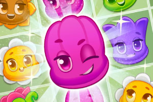 Các kẹo dẻo nhiều màu với khuôn mặt vui vẻ, nổi bật là kẹo màu hồng nháy mắt ở trung tâm