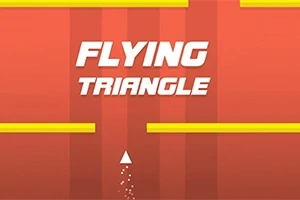 Hình ảnh có nền màu cam với dòng chữ Flying Triangle và một hình tam giác nhỏ màu trắng bay lên dưới các thanh ngang màu vàng