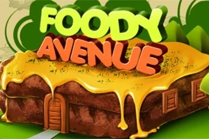 Một ngôi nhà bánh phủ lớp phô mai chảy với chữ FOODY AVENUE nổi bật phía trên